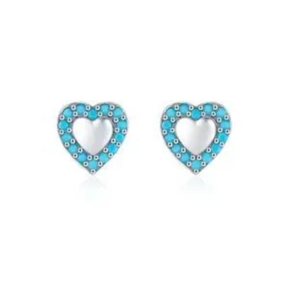925 Sterling SilverTurquoise Hearts Stud Earrings